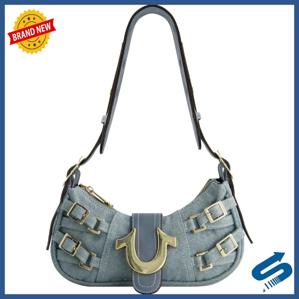 Denim Shoulder Bag With Adjustable Strap, Compact Tote For Essentials
